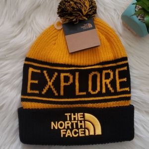 The North Face Yellow Black Retro Pom 